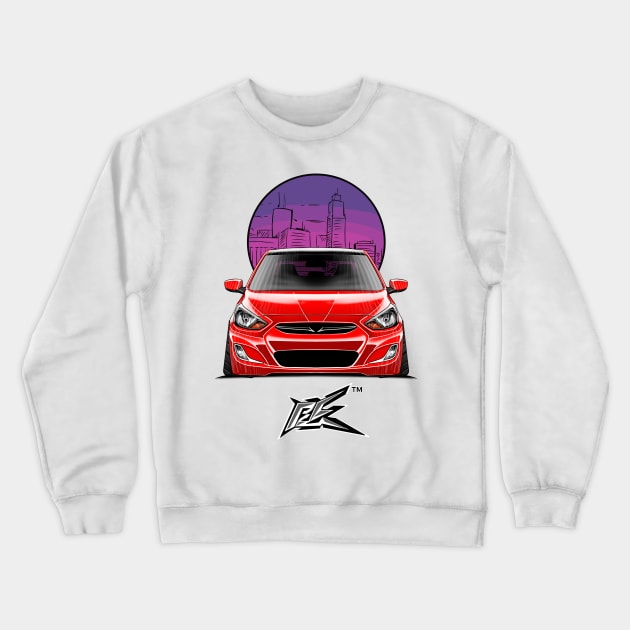 hyundai accent stanced red Crewneck Sweatshirt by naquash